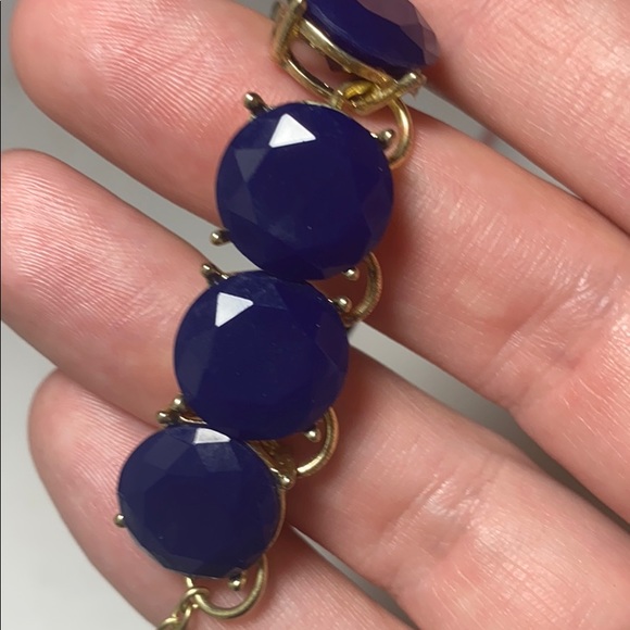 Navy Blue and Gold Tone Necklace with Earrings - Picture 4 of 4